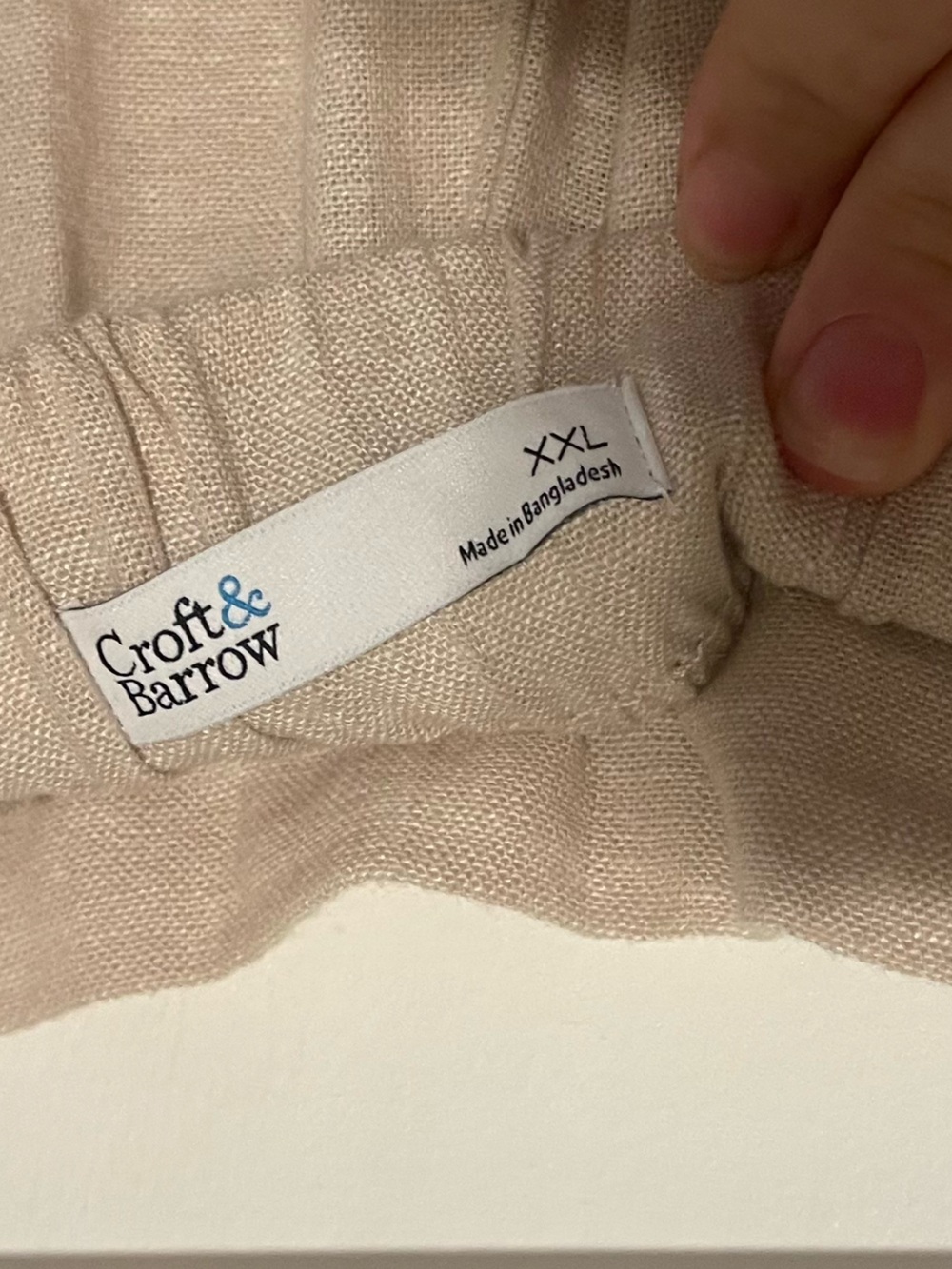 Croft & Borrow Light Beige Straight-Leg Linen Pants - Picture 4 of 4